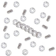 200Pcs 5mm Grade A Silver Plated Clear Crystal Rhinestone Rondelle Spacer Beads